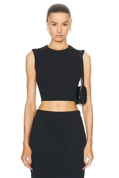 Enza Costa Textured Cropped Tank In Black