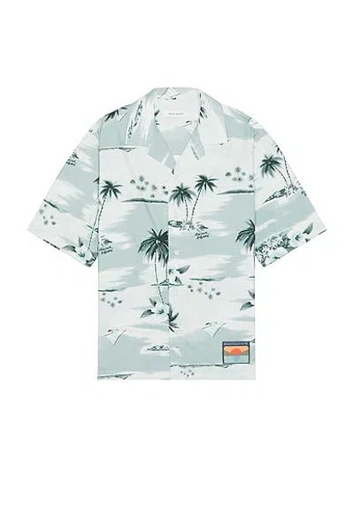 Maison Kitsuné 岛屿印花保龄球衬衫 In Seafoam Design