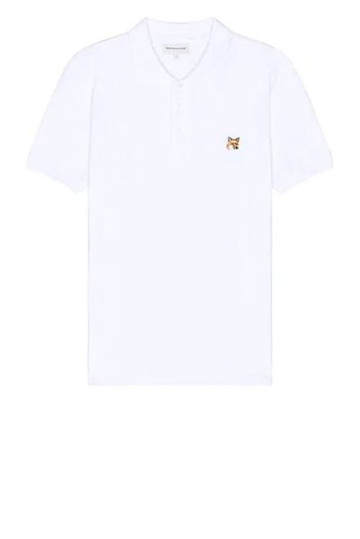 Maison Kitsuné Fox Head Patch Polo Shirt In White
