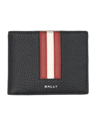 Bally Rbn Bifold 6cc Wallet In Black/red+pall