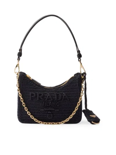 Prada Re-edition Crochet Mini-bag In Black