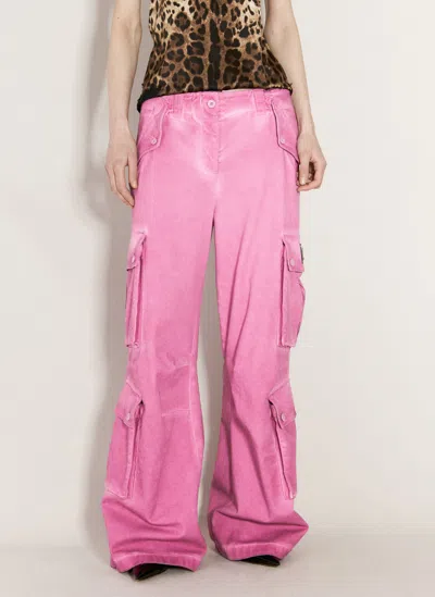Dolce & Gabbana Wide-leg Cotton Cargo Trousers In Pink