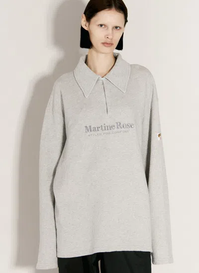 Martine Rose Gray Zip Polo In Grey