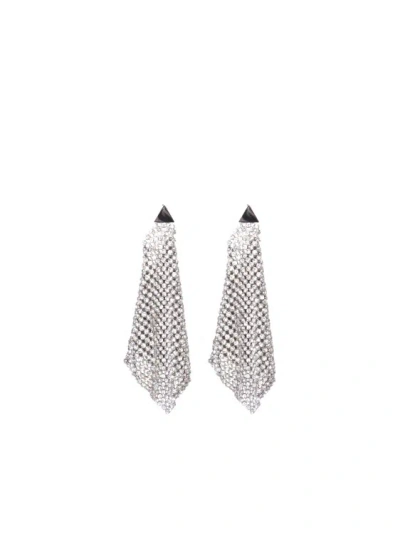 Rabanne Paco  Silver Pixel Crystal Earrings
