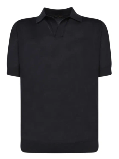 Dell'oglio Open-placket Cotton Polo Shirt In Black