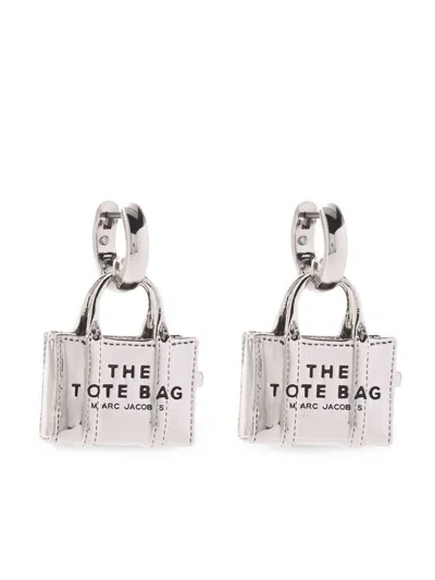 Marc Jacobs The Tote Bag Earrings In Light Antique Silver