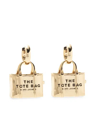 Marc Jacobs The Tote Bag Earrings In Light Antique Gold