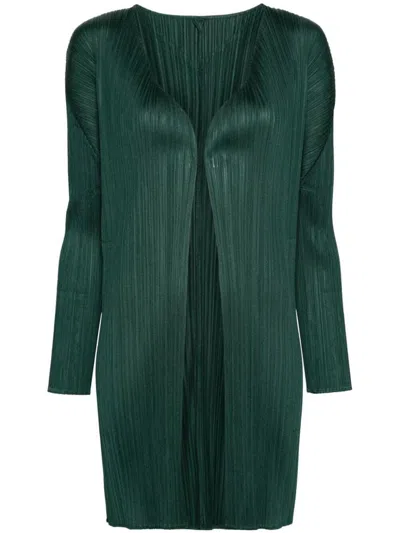 Issey Miyake Pleats Please  New Colorful Basics 3 Long Cardigan Clothing In Green