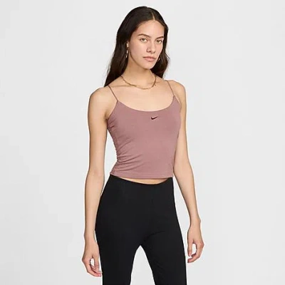 Nike Women's  Sportswear Chill Knit Tight Cami Tank Top In Smokey Mauve