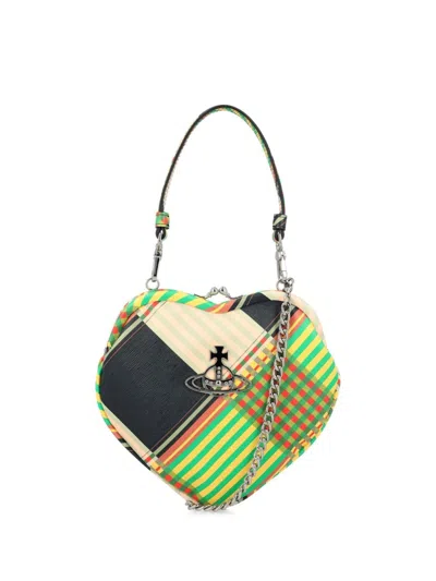 Vivienne Westwood Belle Heart Plaid Mini Bag In Neutrals