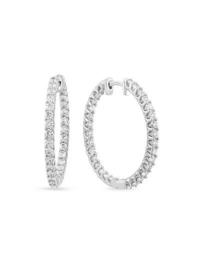 Effy Women's 14k White Gold & 1.95 Tcw Lab Grown Diamond Hoop Earrings