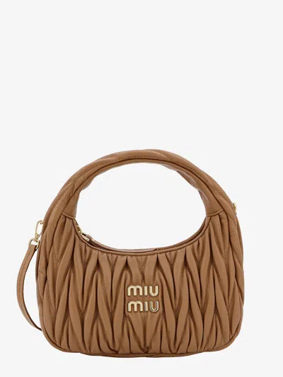Miu Miu Wander Matelassé Nappa Leather Hobo Bag In Brown