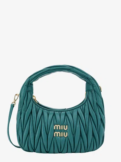 Miu Miu Wander Matelassé Nappa Leather Hobo Bag In Green