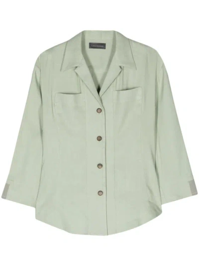 Lorena Antoniazzi Camp-collar Linen-blend Shirt In Green