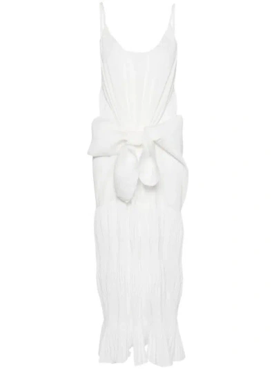 Jw Anderson Knotted Pleated Maxi Dress - Women's - Polyester In White