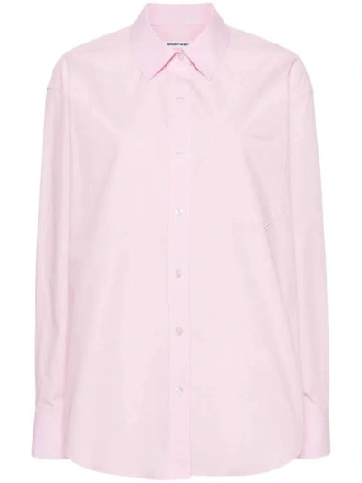 Alexander Wang Logo-patch Cotton Shirt In Pink