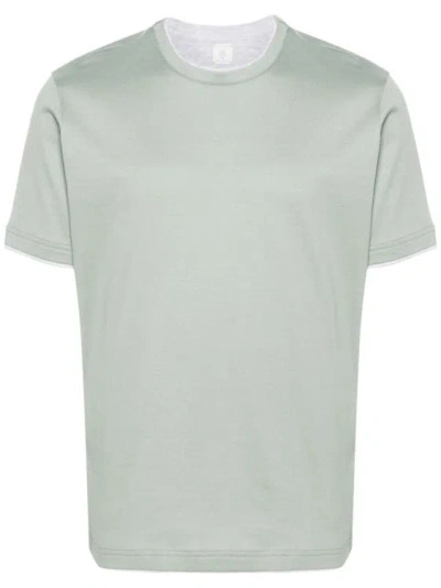 Eleventy Layered Cotton T-shirt In Green