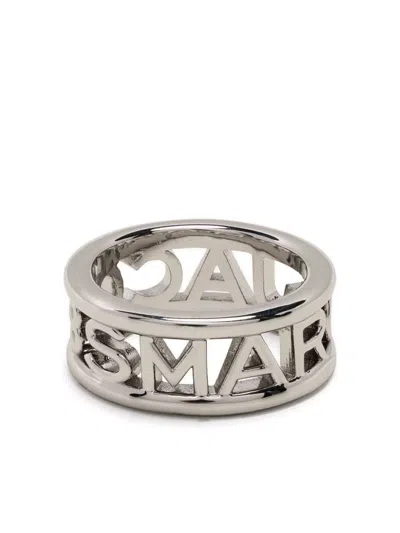 Marc Jacobs Embossed Monogram Logo Ring In Silver
