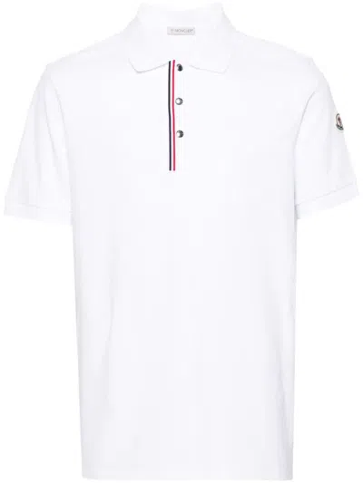 Moncler Short-sleeve Piqué Polo Shirt In White