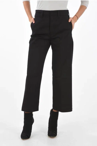 Department 5 High-rise Waist Slanted Pocket Flared Trousers In Black