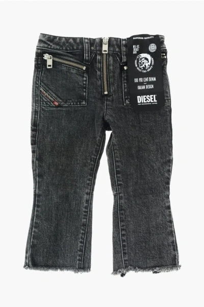 Diesel Frayed Hem D-earlie-j Boot Cut Jeans In Black