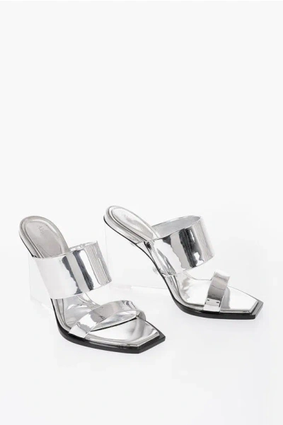 Alexander Mcqueen Double Strap Shard Wedge Sandal In Silver
