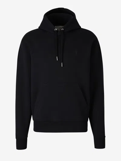 Ami Alexandre Mattiussi Ami Paris Logo Hood Sweatshirt In Black
