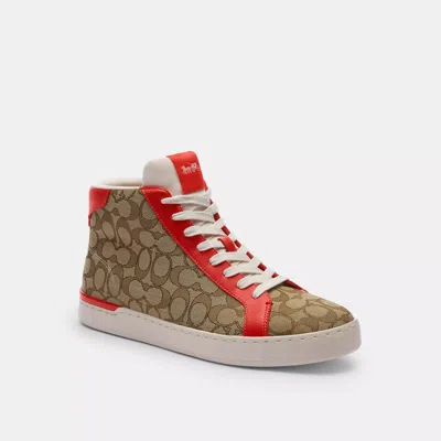 Coach Outlet Clip High Top Sneaker In Signature Canvas In Multi