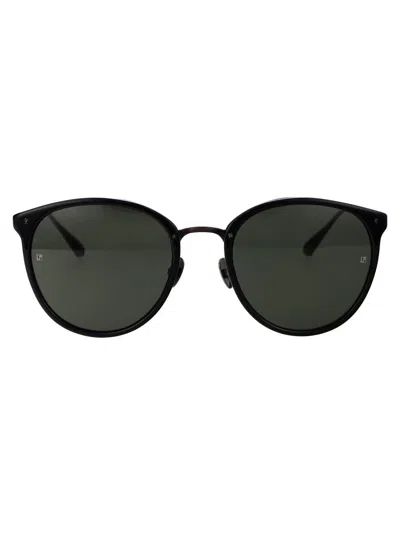 Linda Farrow Sunglasses In Black/mattnickel/solidgrey