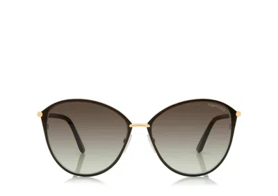 Tom Ford Women's Penelope Sunglasses In Rose Gold/ Black In Multi