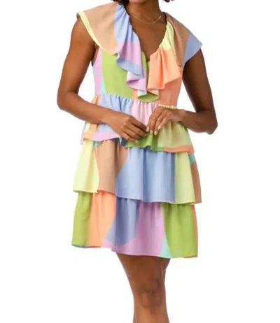Crosby By Mollie Burch Zuri Ruffle Tiered Dress In Sunset Colorblock In Multi