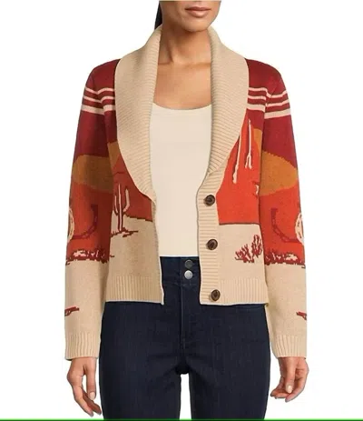 Pendleton Western Scenic Cardigan In Brick/natural In Multi