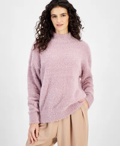 And Now This Women's Mockneck Eyelash Sweater, Created For Macy's In Mauve Shadows