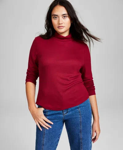 And Now This Women's Long Sleeve Turtleneck Top, Created For Macy's In Clay Red