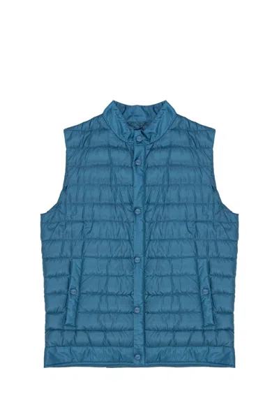 Herno Nylon Sleeveless Down Jacket In Clear Blue