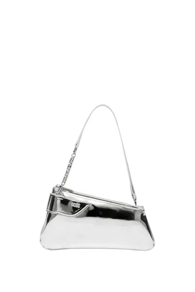 Gcds Comma Notte Zipped Shoulder Bag In Silver