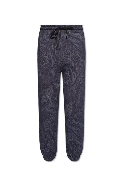 Etro Paisley Print Drawstring Track Trousers In Blue