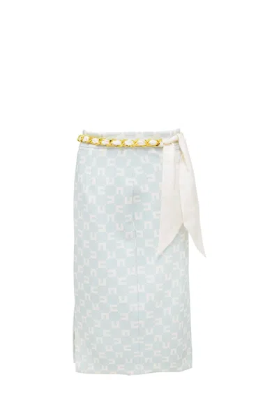 Elisabetta Franchi Light Blue Midi Skirt