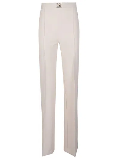 Elisabetta Franchi High-waisted Straight-leg Trousers In Butter
