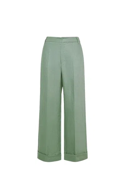 's Max Mara Salix Linen Straight Pants In Green