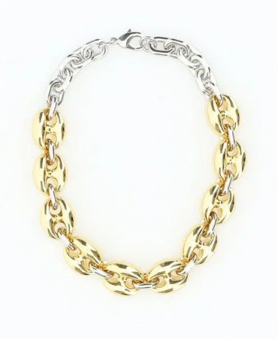 Paco Rabanne Two-toned Chain-linked Necklace In Golden