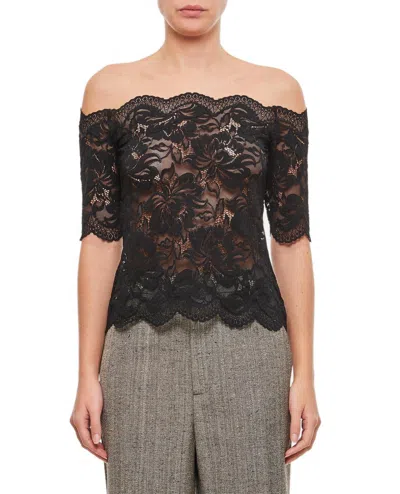 Rabanne Paco  Slim Fit Lace Blouse In Black