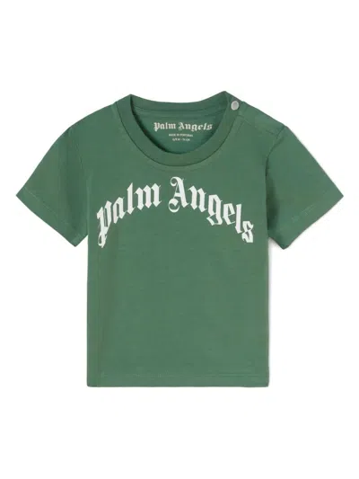 Palm Angels Babies' Logo-print Cotton T-shirt In Green