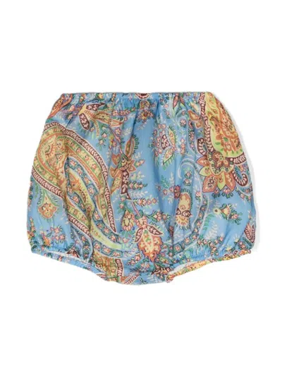 Etro Babies' Paisley-print Cotton Bloomers In Blue