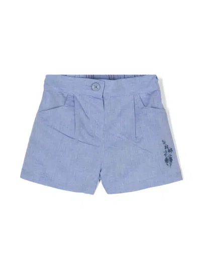 Etro Babies' 花卉刺绣短裤 In Blue