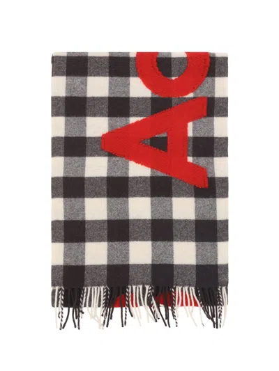 Acne Studios Scarf In Carbon_grey_red