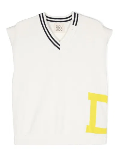 Douuod Kids' Intarsia-logo Cotton Vest In Neutrals