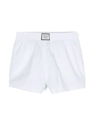 Douuod Kids' Logo-patch Cotton Shorts In White