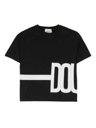 Douuod Kids' Logo-print Cotton T-shirt In Black