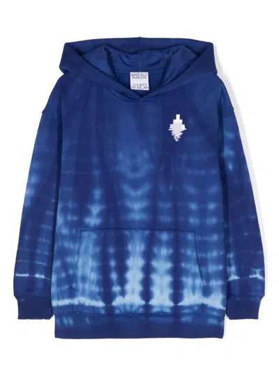 Marcelo Burlon County Of Milan Kids' Logo-embroidered Tie-dye Hoodie In Blue